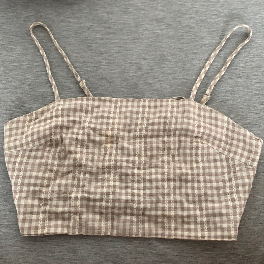 Checkered crop top with tied back
